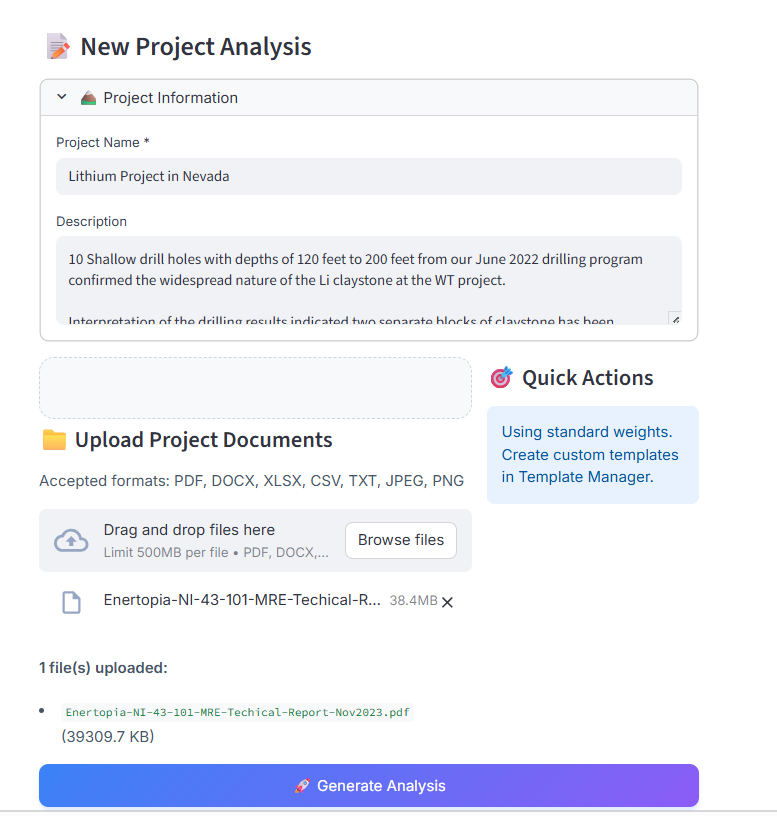 Upload documents interface